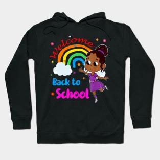 Little Melanin Princess Welcome Back To School Rainbow Girl Hoodie